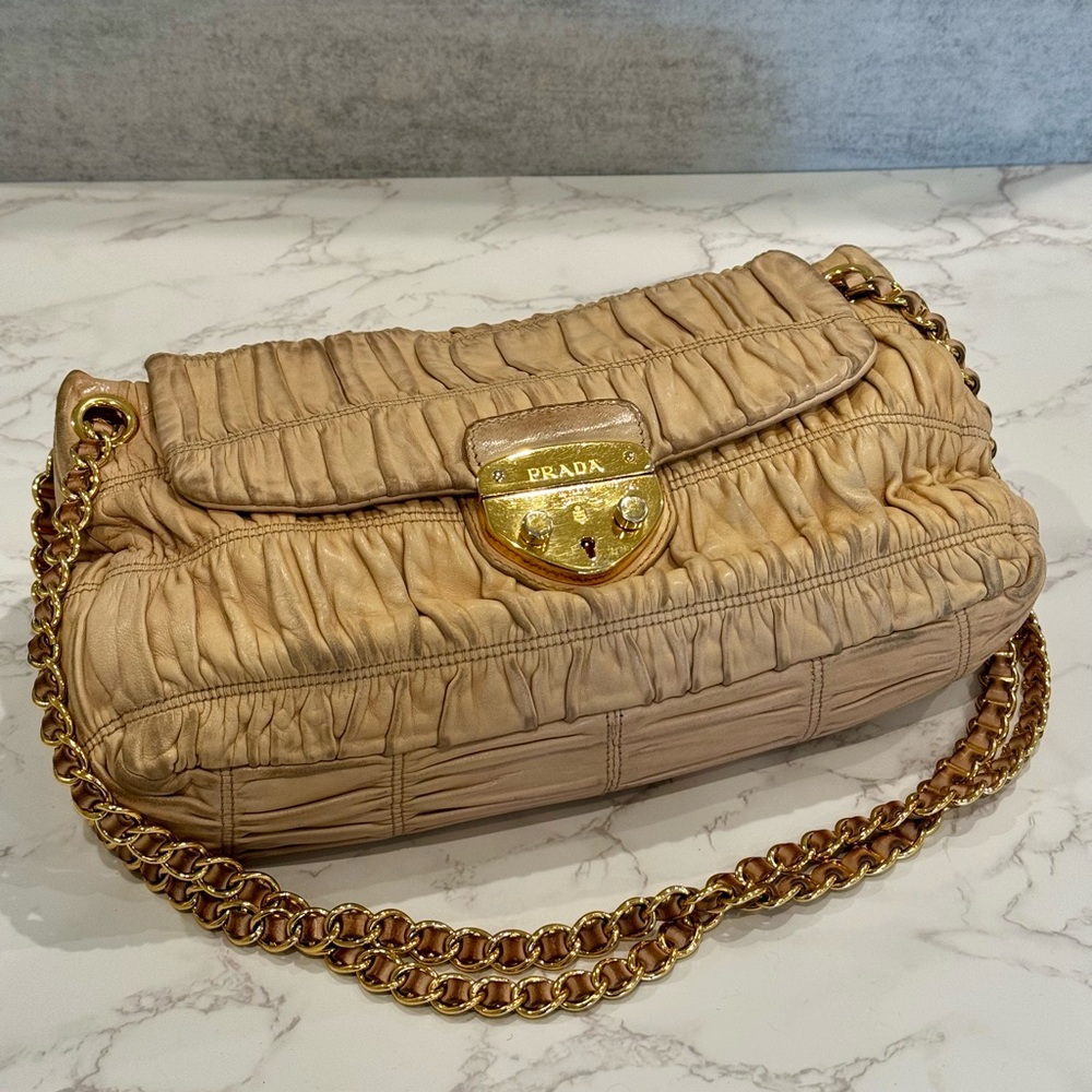 Prada Nappa Gaufre Shoulder Bag with Push-lock & Chain Strap - Picture 4 of 12